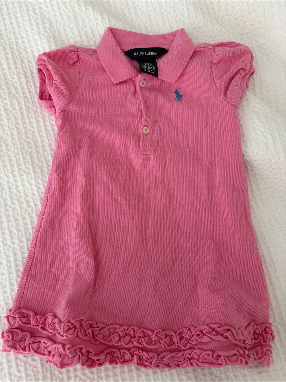 Ralph Lauren Pink Ruffle-Hem Polo Dress for Baby Girls